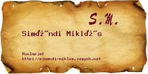 Simándi Miklós névjegykártya